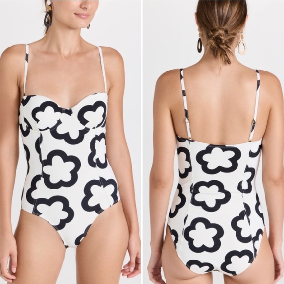 NEW Tory Burch Printed Underwire One-Piece Swimsuit-The Flower French Cream-SM - Picture 1 of 8